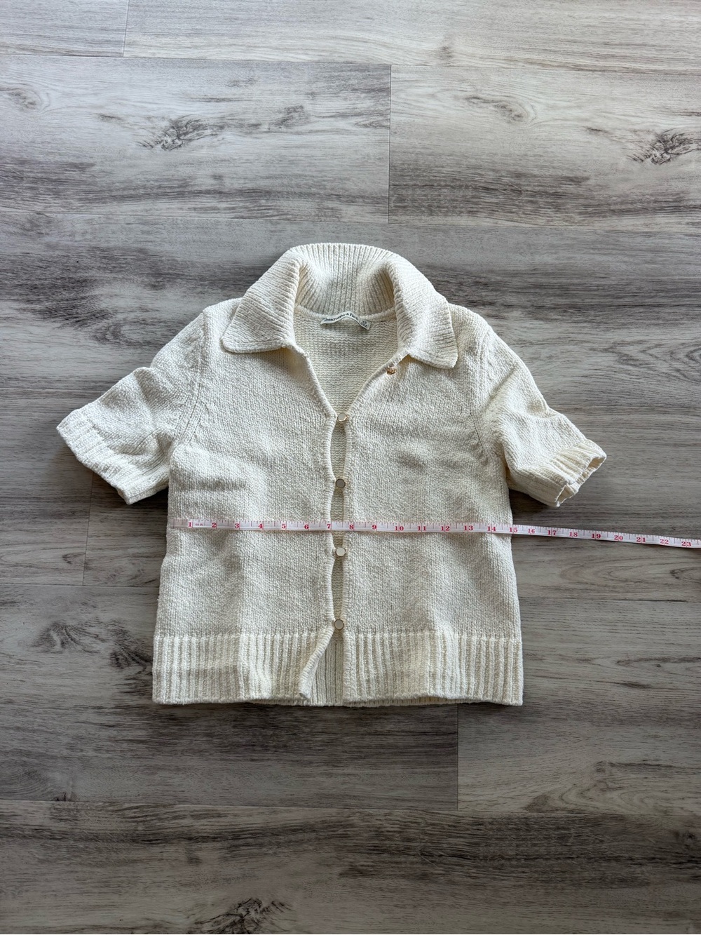 Abercrombie AF Cream Short-Sleeve Knit Cardigan for Women